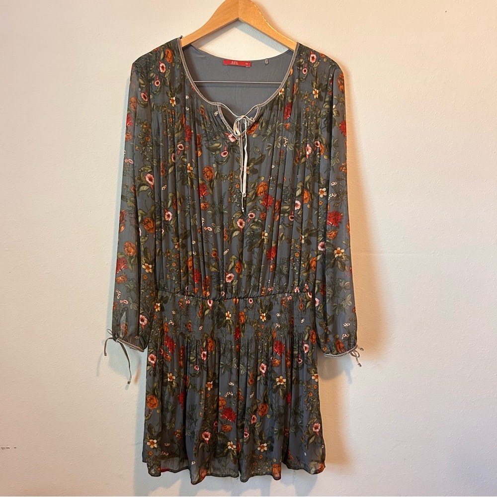 EDC Women’s Size 40 Gray Floral Long Sleeve Dress